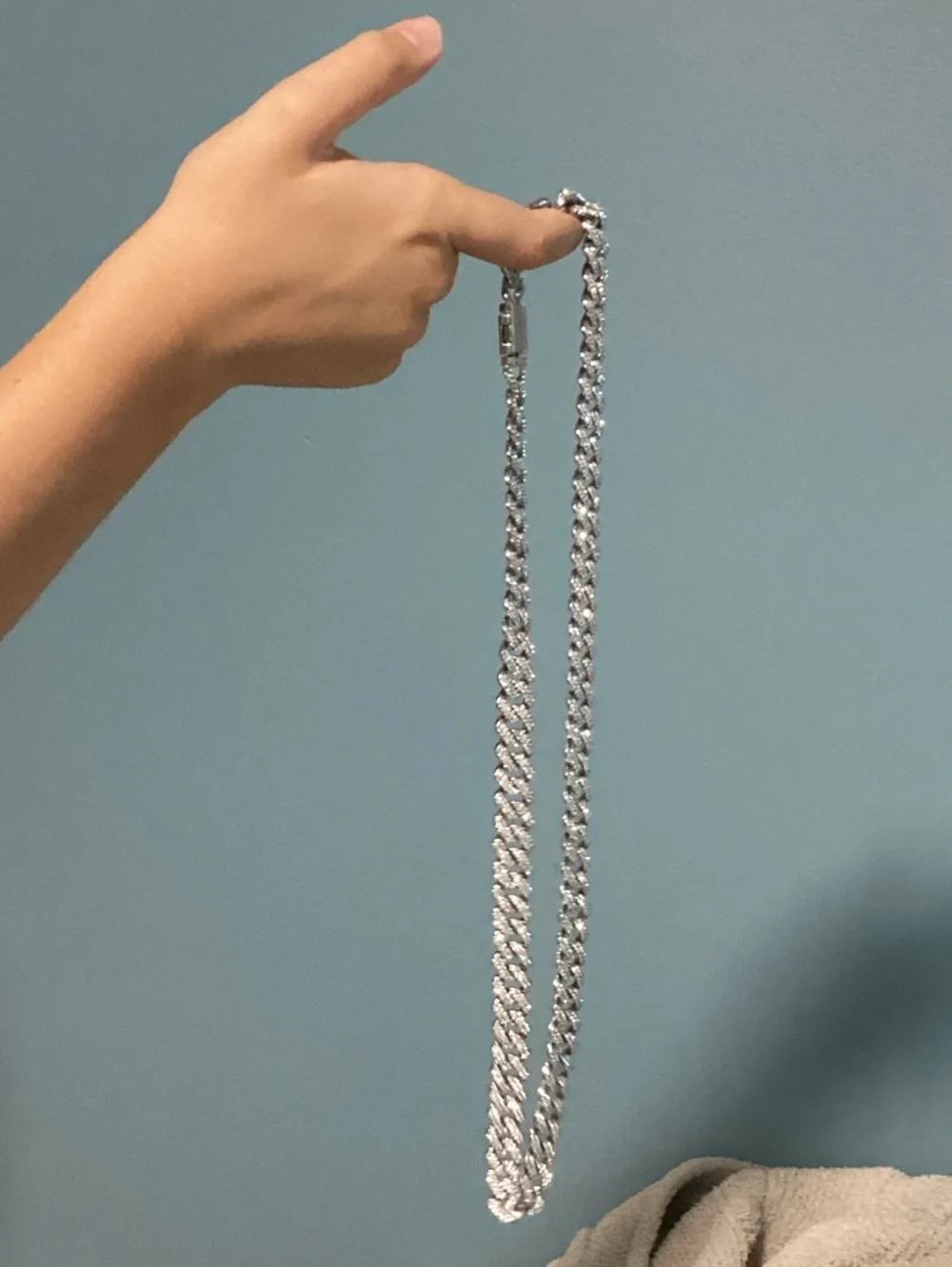 Silver Cubic Zirconia Cuban Link Necklace for Men